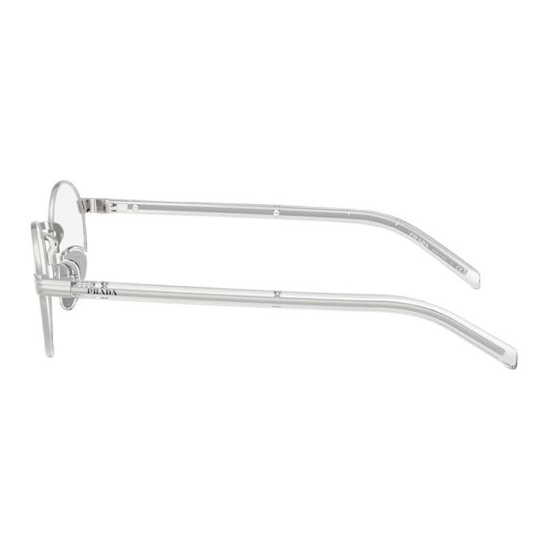 Prada Brand Logo Metal Oval Optical Frame Women's Silver Silver 52/21/145 Basic Packaging-glasses Case + Packaging Box