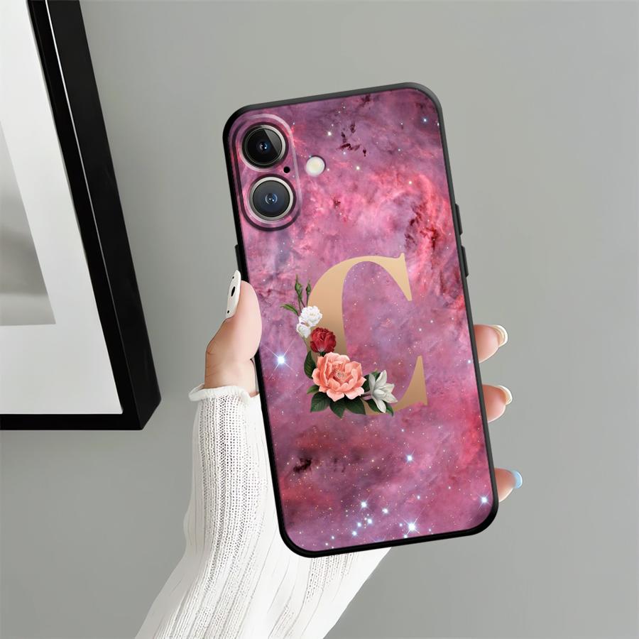 

Funda Phone Cover Case for Apple iPhone 17 Pro Max Air 11 XR XS MAX 12 14 13 15 Pro 7 8 16 Flower Name Letter C D iPhone XS Max