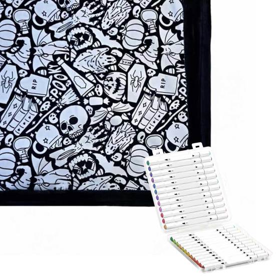 DIY Coloring Blanket Color Your Own Blanket DIY Coloring with 24 Markers Customizable Washable Throw Blanket for Home Decor Party Art Project