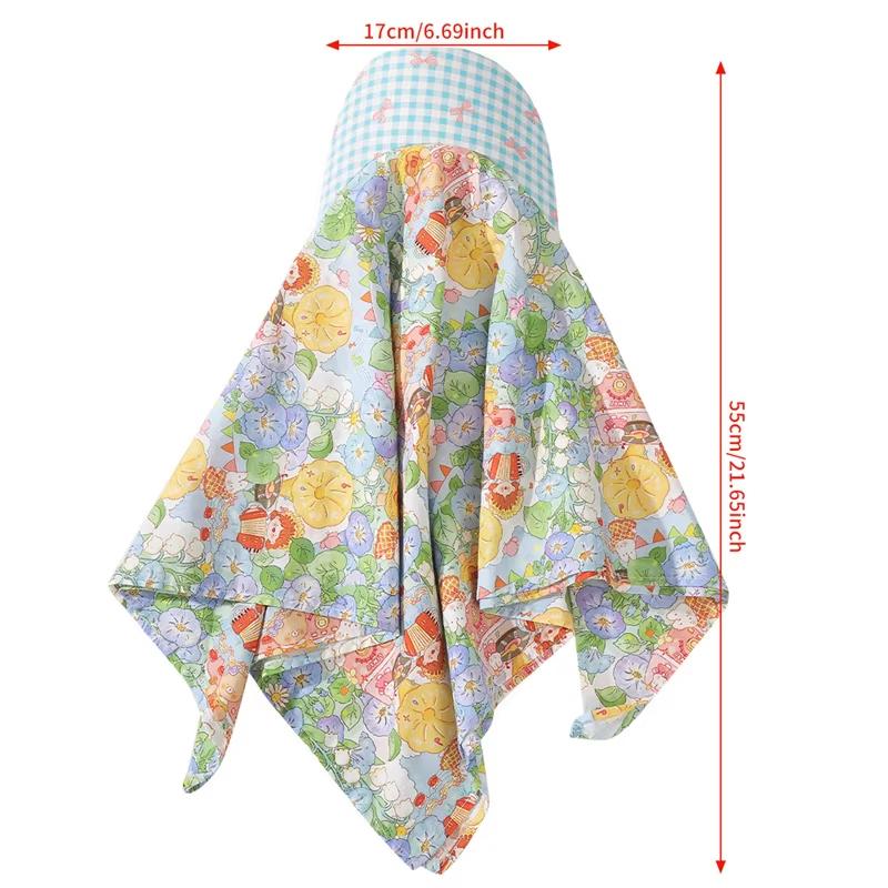 Korean Strap Headscarf Cap Pastoral Triangular Cap Women Summer Sun Protection Plaid Hip Hop Sun Visor