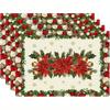 Set of 4 Cloth Placemats Featuring Flower Snowflakes for Christmas And Winter, Measuring 12X18 Inches