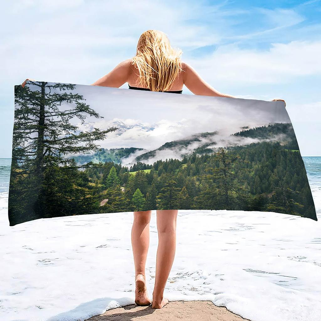 Forest Pattern Printing Series Seaside Vacation Beach Towel Swimming Bath Towel Sports Towel