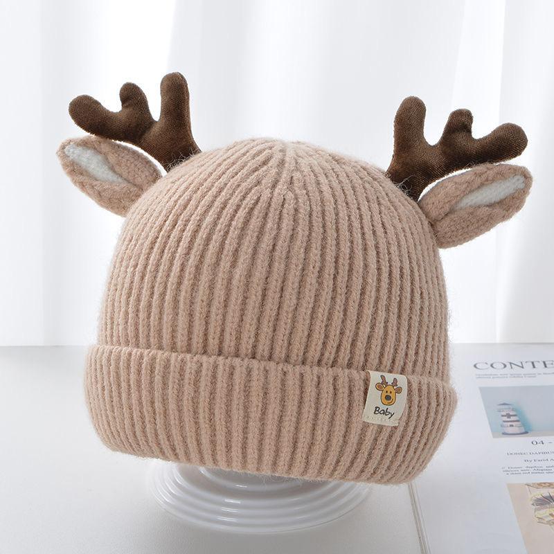 Kids Christmas Cap Cute Elk Ear Baby Beanies Cartoon Antlers Toddler Crochet Bonnet 1-4year Children Winter Warm Woolen Knit Hat