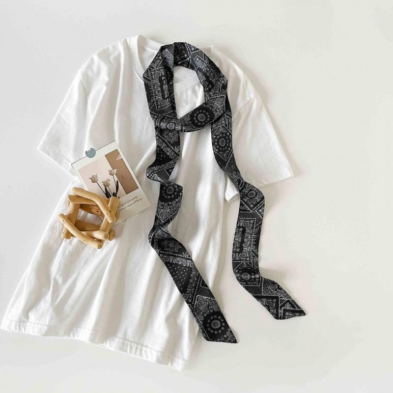 Millennium Spice Girl Style Thin Long Silk Scarf Neck Ribbon Retro Leopard Print Silk Scarf Long High-End Ribbon Headband