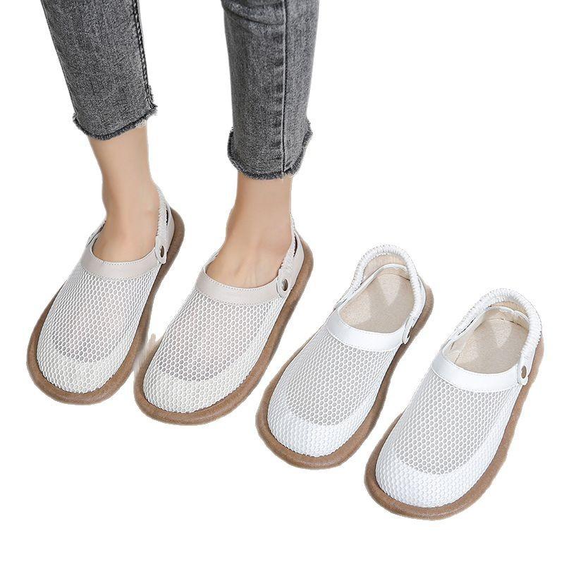 Hot Selling Summer New High Top Flat Round Toe Sandals Artistic Back Zipper Cool Boots Flower Lace Breathable Mesh Women's Shoes