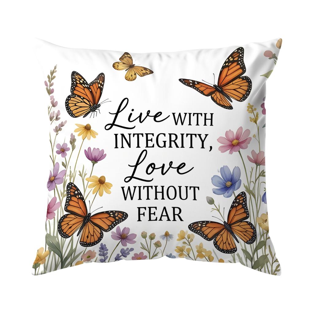 4 Stück Schmetterling Blume Motto Design Kissen Kissenbezug Polyester Kissenbezug Dekokissen Kissenbezug Haus Auto Sofa Dekor