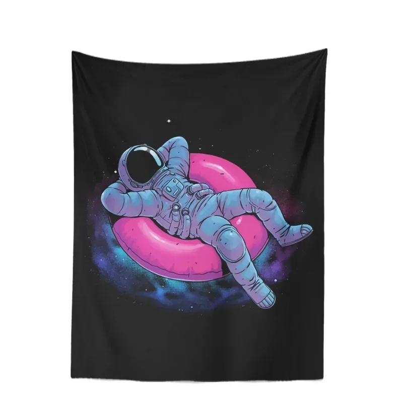 Space Skateboarding Astronaut Tapestry Unique Cosmic Design Perfect for Bedroom Decor Large Wall Hanging Artwork