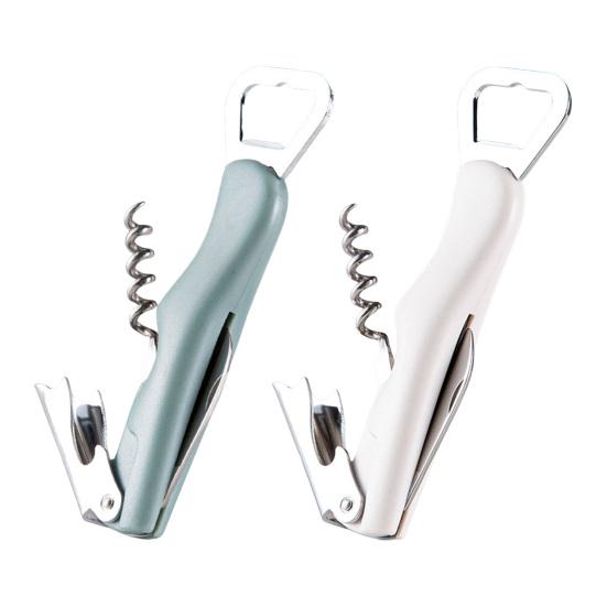 3 in 1 Wine Opener, Portable Beer Cap Lifter And Foil Cutter, Lever Corkscrew with Non Slip Handle, Stainless Steel Worm, Kitchen Bar Tool