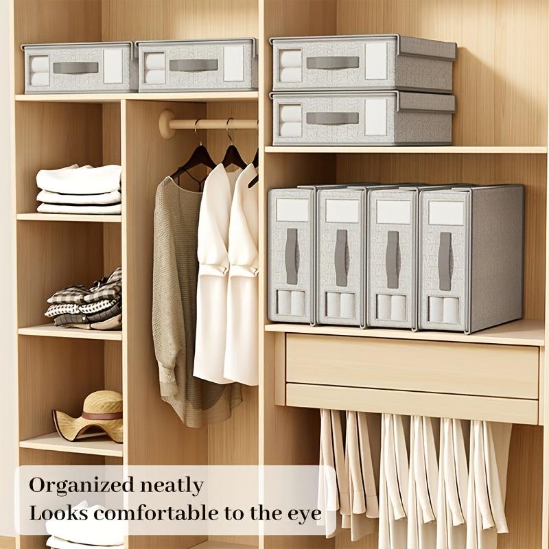 4pcs Bedding & Linen Storage Organizer Set with Viewing Window - Foldable, Pillows, and Duvet Covers - Non-Woven Fabric, Under-Bed Storage