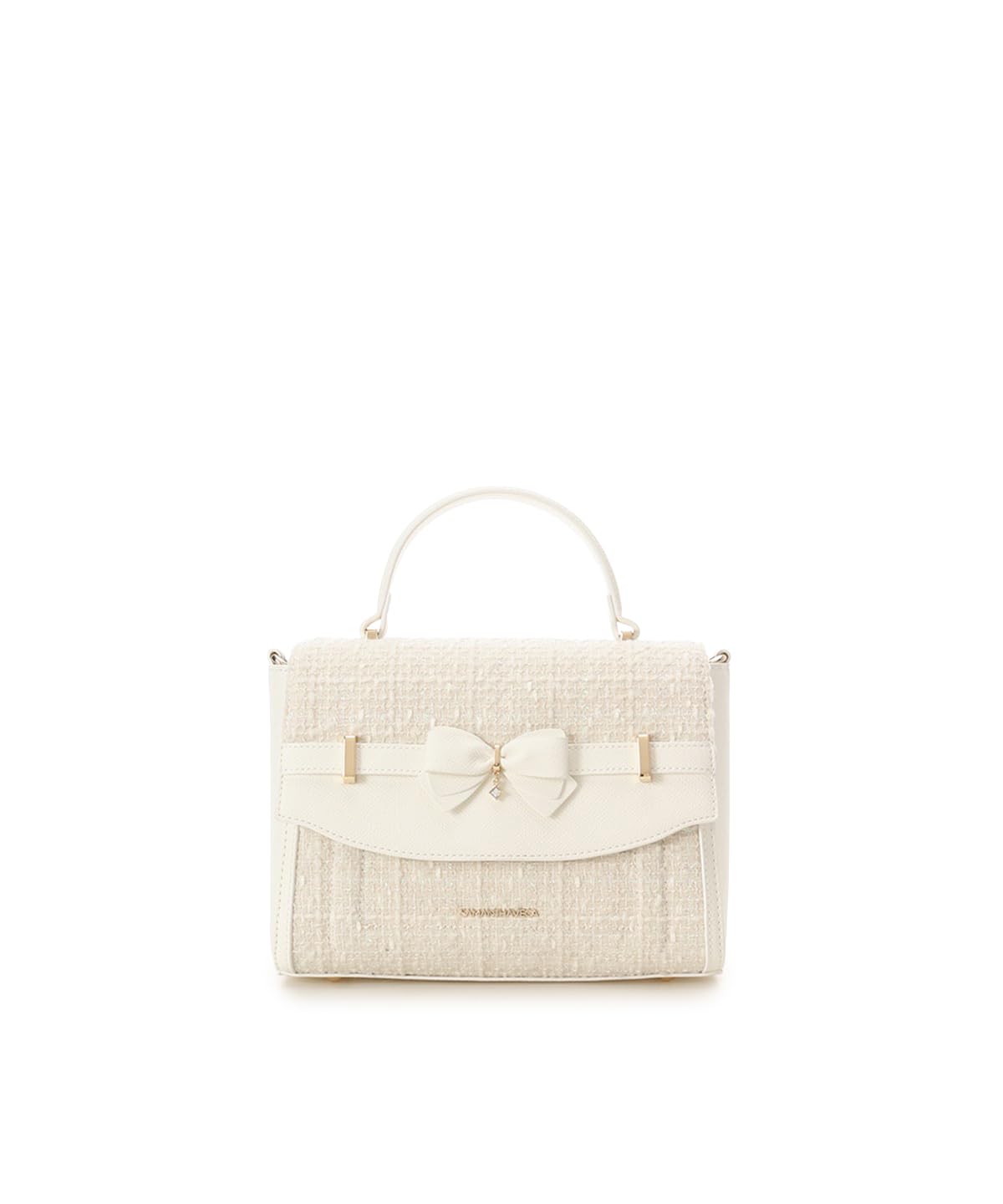 New color tweed accent ribbon shoulder bag белый