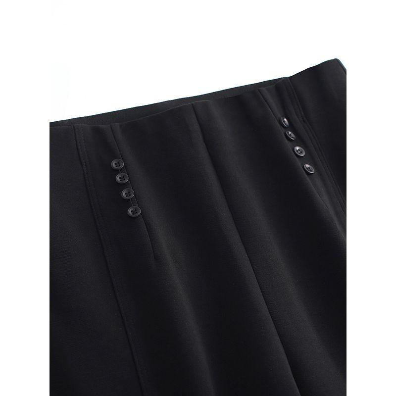 High Elasticity Bootcut Trousers! Women's 2024 Spring/Summer Small Split Trousers Mop Pants Giant Leg Shape Front Button Embellishment