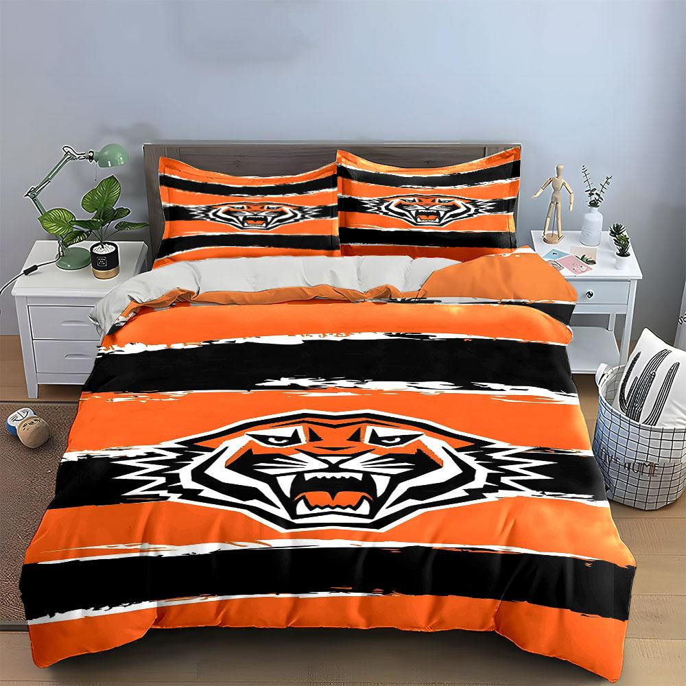 Fierce Tiger Striped Design Bedding Print Bedding Set Duvet Cover Pillowcases (1* Duvet Cover 2* Pillowcases Do Not Include Comforter)