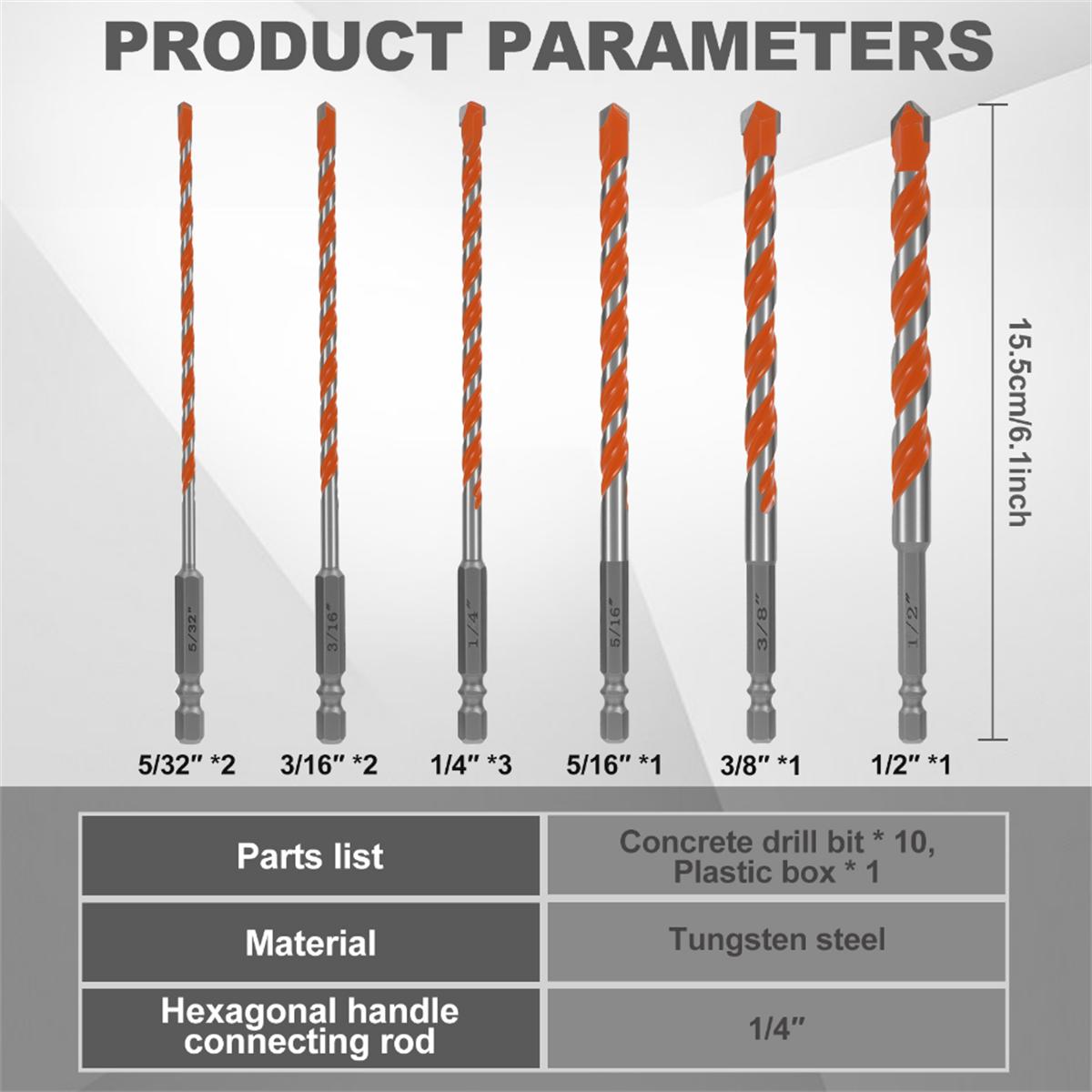 

20/15/10PCS Serrated Drill Bits Set High Strength Special Serrated Twist Bits 4-13mm For Concrete Tile Glass Drilling Tools Set Hexagonal