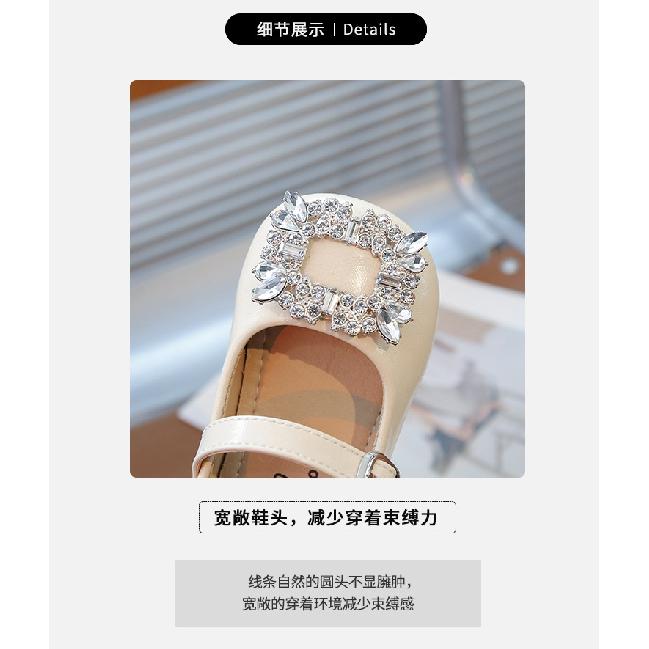 Girls' Square-toed Full-diamond Leather shoes2026Spring and Summer New Style Dance Performance Shoes for Children, Toddlers, and Older Kids, Solid