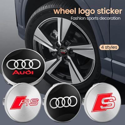 4pcs 60mm Car Wheel Center Hub Stickers 60/68mm Car Wheel Center Hub Caps Auto Decoration Accessories For 4GUFH S RS A3 A4 A1