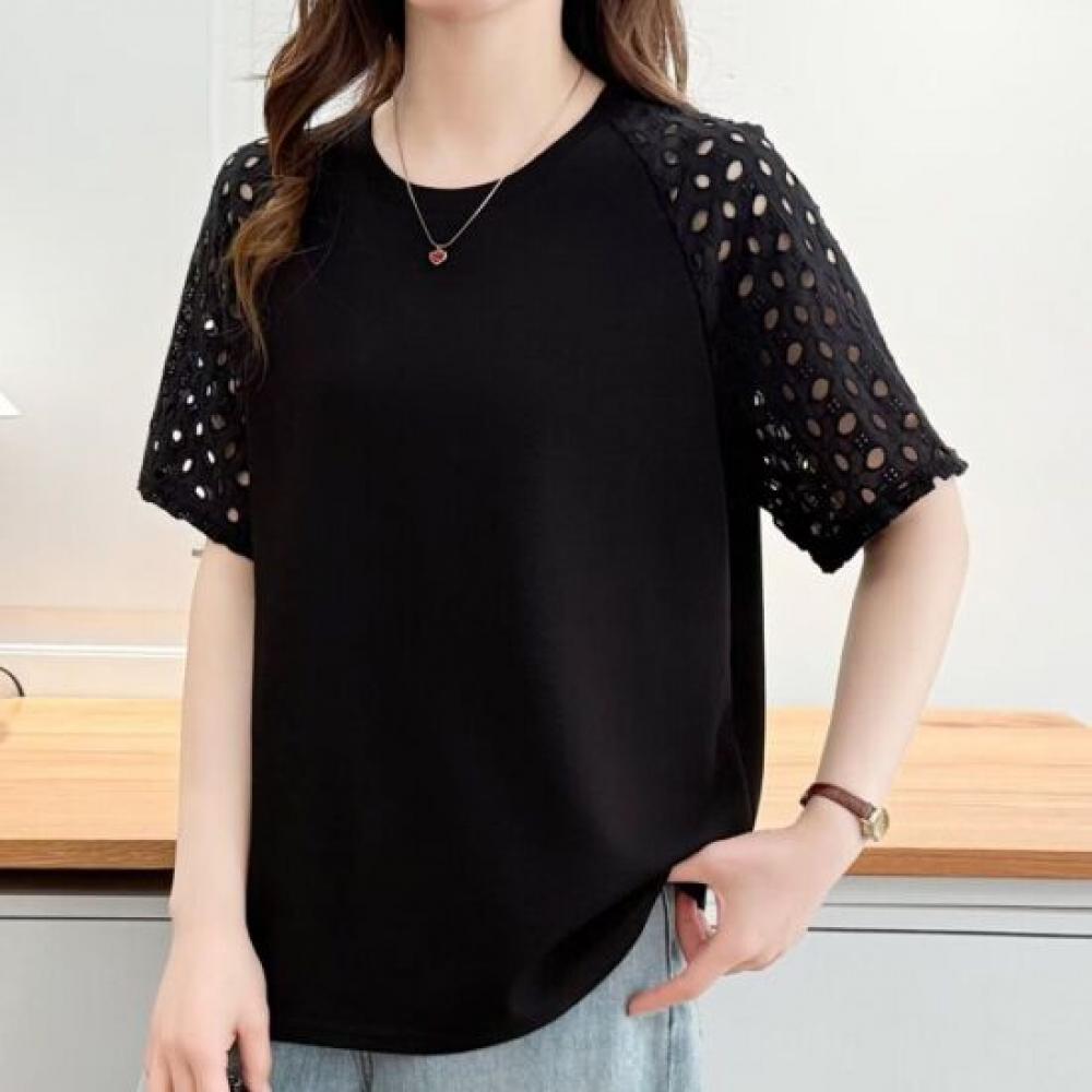 Navava Women Daily Solid Punching Sleeve ShorT Sleeve T shirT nT3322