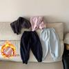 Children's Fleece-Lined Solid Color Casual Sweatpants - Girls' and Boys' School Pants