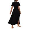 Europe and the United States summer new solid color V-neck horn sleeve elastic waist thin split skirt