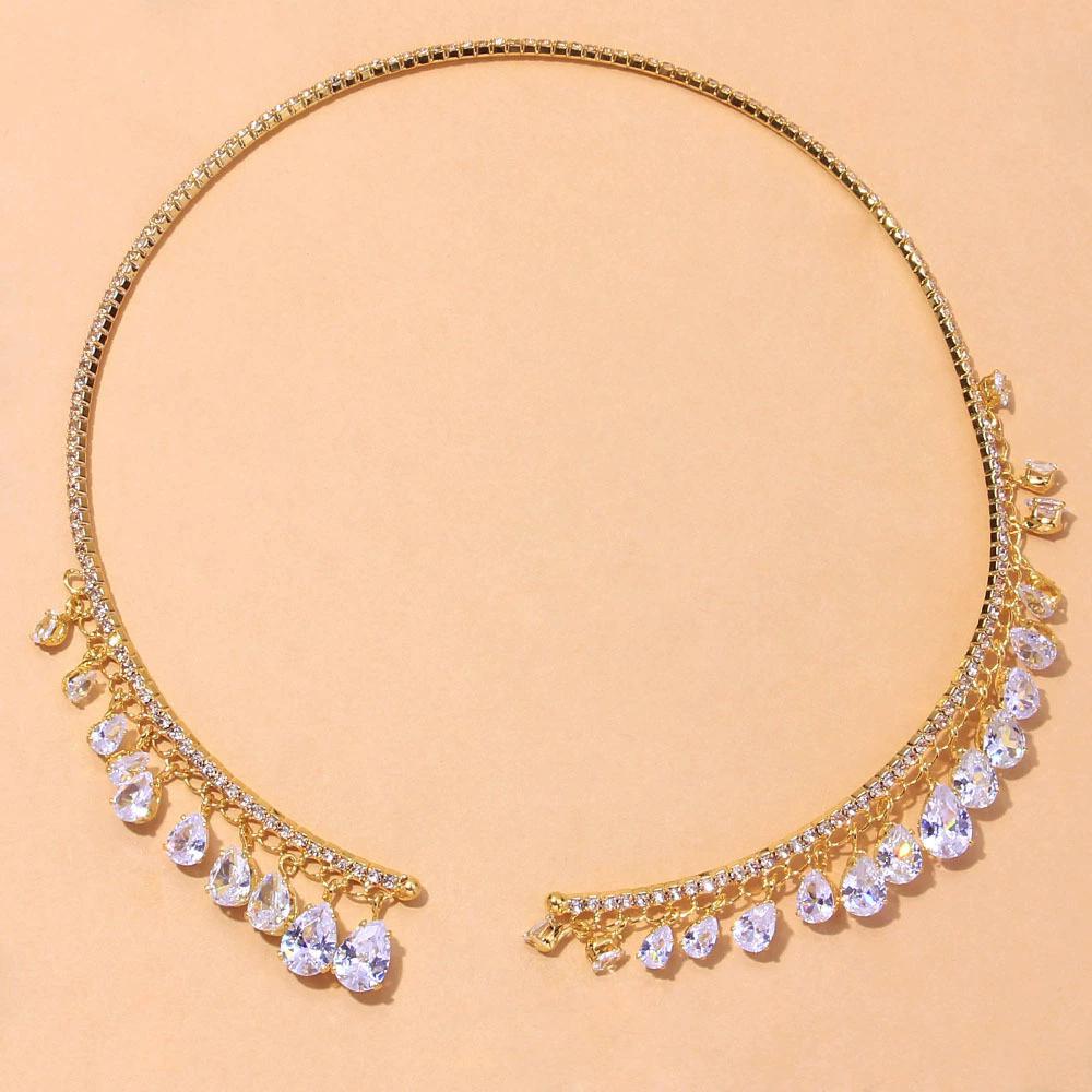 New Water-Drop Pendant Necklace Fashionable Rhinestone Necklace Adjustable Women Jewelry Accessory Perfect Gifts For Friends