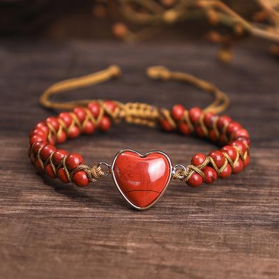Armband aus Naturstein, blau-goldenes Bild, zweireihiges geflochtenes Armband, verstellbar, Accessoire, Weihnachtsgeschenk, Nikolausgeschenke, Valentinstagsgeschenk