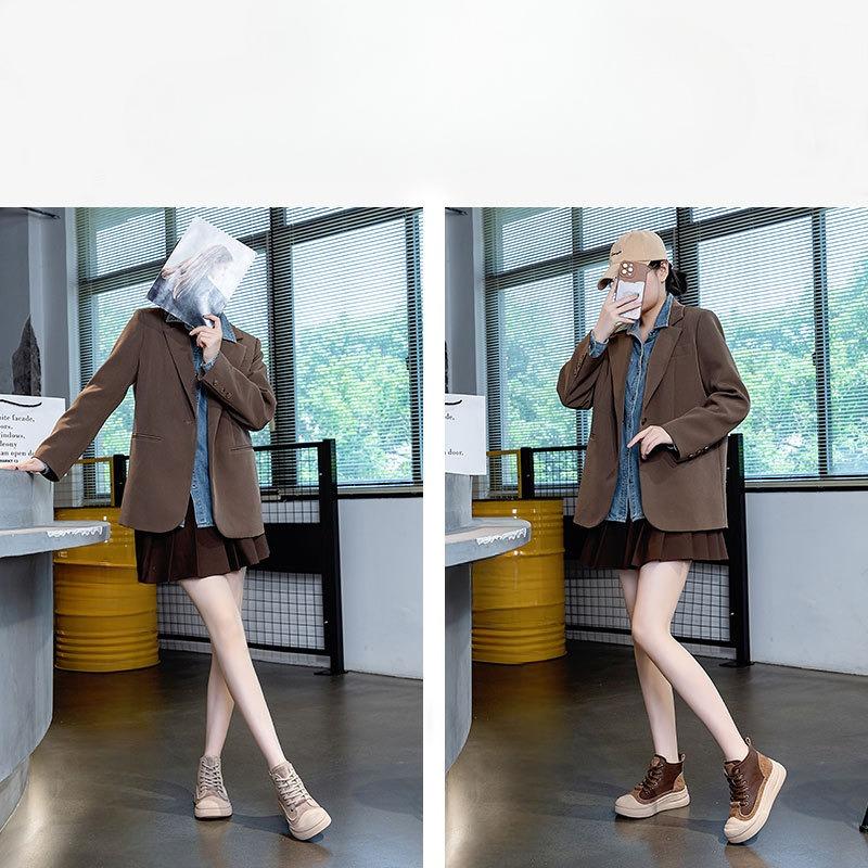 High-top Women's New Flat Board Shoes Versatile Soft-soled Lace-up Casual Sports Shoes