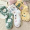5Pairs Sweet Plush Socks Soft Thicken Warm Socks Ins Mink Fur Socks  Women