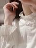 French Edge Stand Collar Loose Cardigan White Women's Shirt, 2025 Autumn/Winter Collection