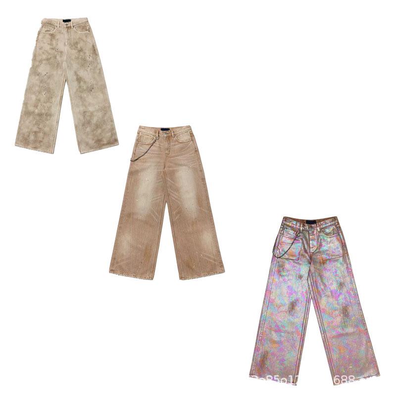SFK Wilderness Diamond Wide-Leg Jeans - Handmade Loose Long Pants, Wild Continent Tower-Shaped Style XS