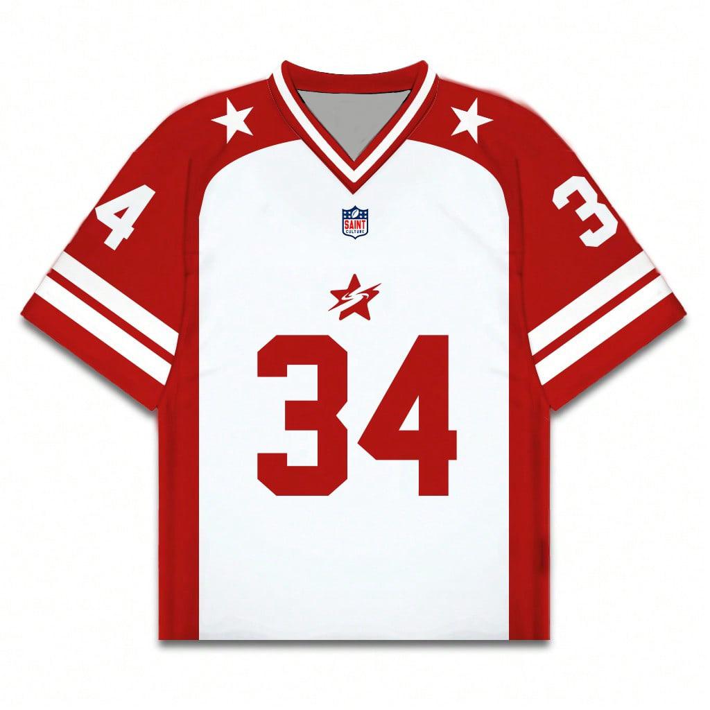 Mesh Jersey Vintage Rugby Retro Streetwear Y2K Jersey Baseball Hockey Bloke, Red&White