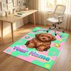 Dog Theme Crystal Velvet Rug Personalized Custom Name Text Soft Floor Mat Home Decor