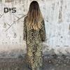 Women's Leopard Print Dress V-Neck Long Sleeve Maxi Dress Casual Loose Fit Spring Summer Dress for Office Daily Wear Vacation Party