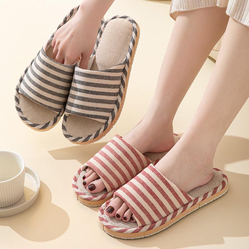 Unisex Baumwolle Leinen Rutschfeste Hausschuhe - Leinengewebe für alle Jahreszeiten