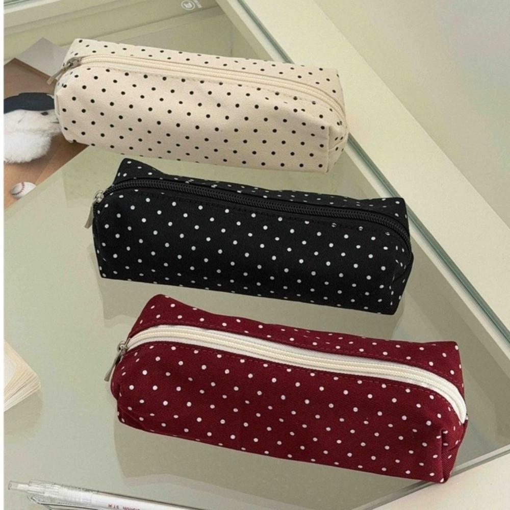 Astuccio a pois per cancelleria da scrivania Y2k Borsa porta cancelleria Astuccio per matite Porta cancelleria