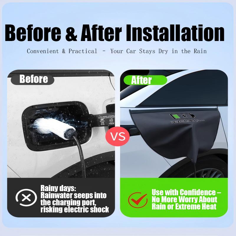 MOBIDEA Black EV Charging Port Rain Cover Oxford Cloth Waterproof Magnetic Protector for Electric Car Charger