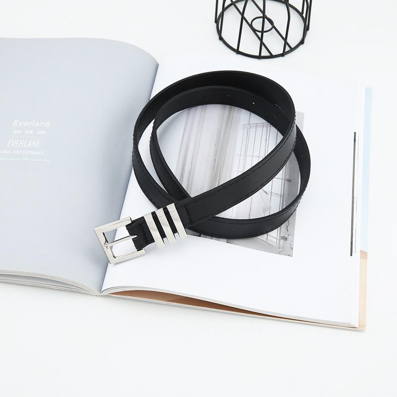 Buckle Metal Polished Womens Belt In Solid Color Versatile Paired With Jeans