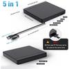 LJIAL External CD/DVD Drive for Laptop, USB 3.0 CD Burner with 2 USB Ports and 2 TF/SD Card Slots DVD Player for Laptop Mac PC