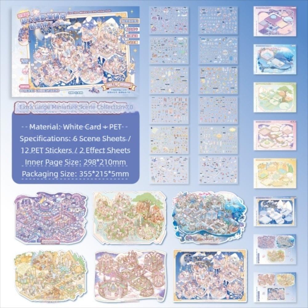 Large Size 3D Scene Sticker Horizontal Stacking Sticker Book Mini Scenery Stickers  Children Gifts