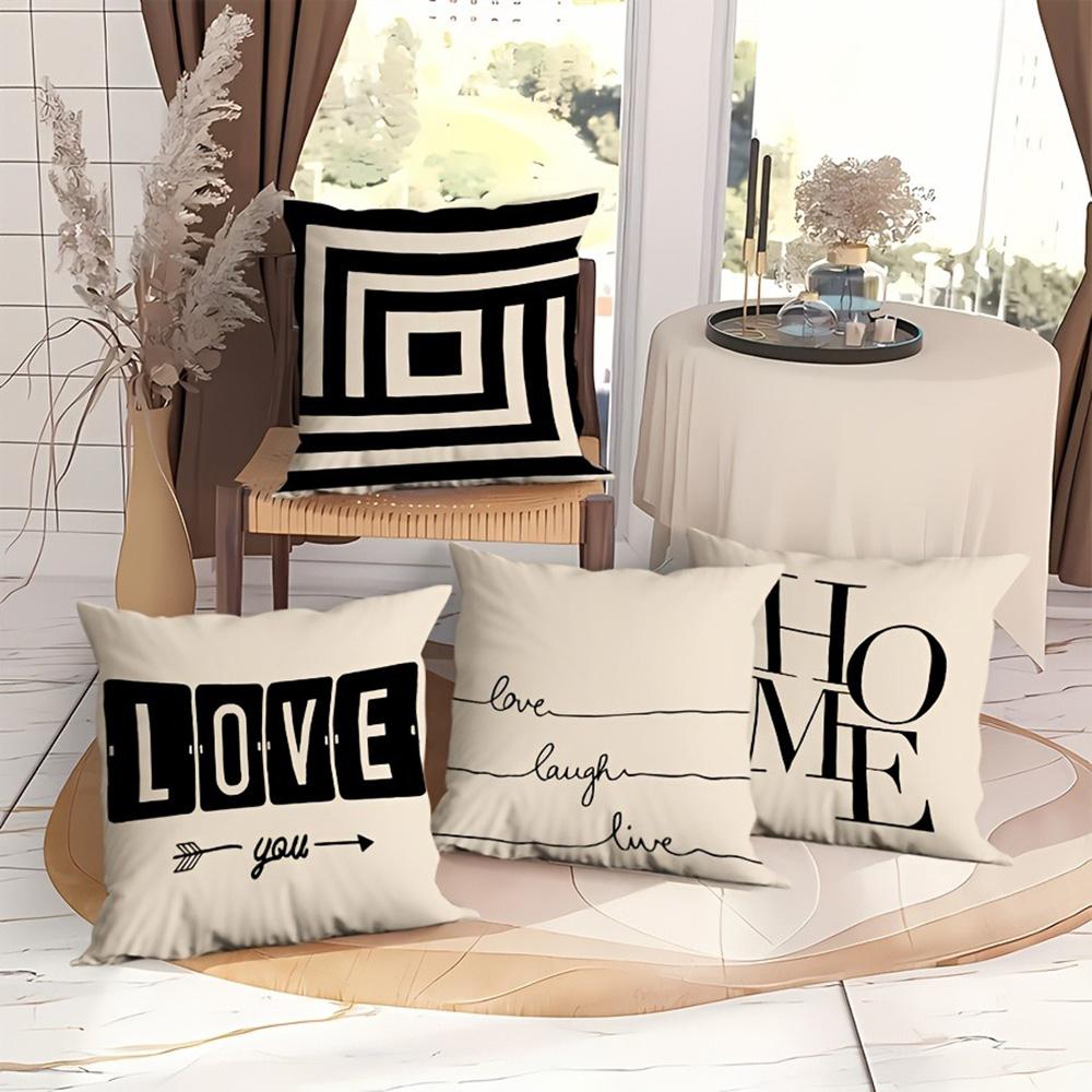 Unique Pillow Covers: Love, Home, and Geometric Designs Sofa Cushion Cover Home Room Decoration 2D Flat Printing