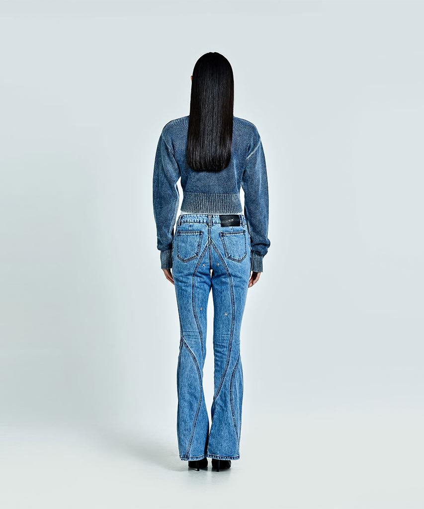 51Peosenteupoumeon Metal Logo Crop Knit - Blue (Woman)