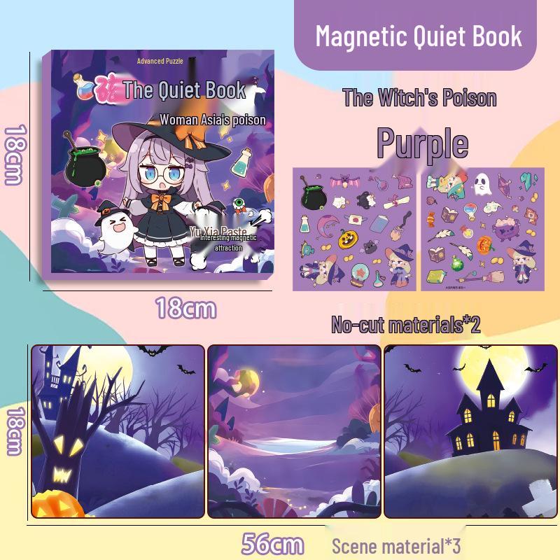 

Witch s Potion Magnetic Dress-Up Quiet Book with Stickers - Educational Toy for Girls