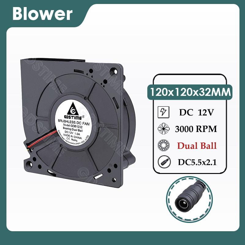 Gdstime 120MM Fan 24V DC Brushless Centrifugal Turbo Blower 120MM*32MM Dual Ball Cooler for BBQ Grill,Industrial Cooling