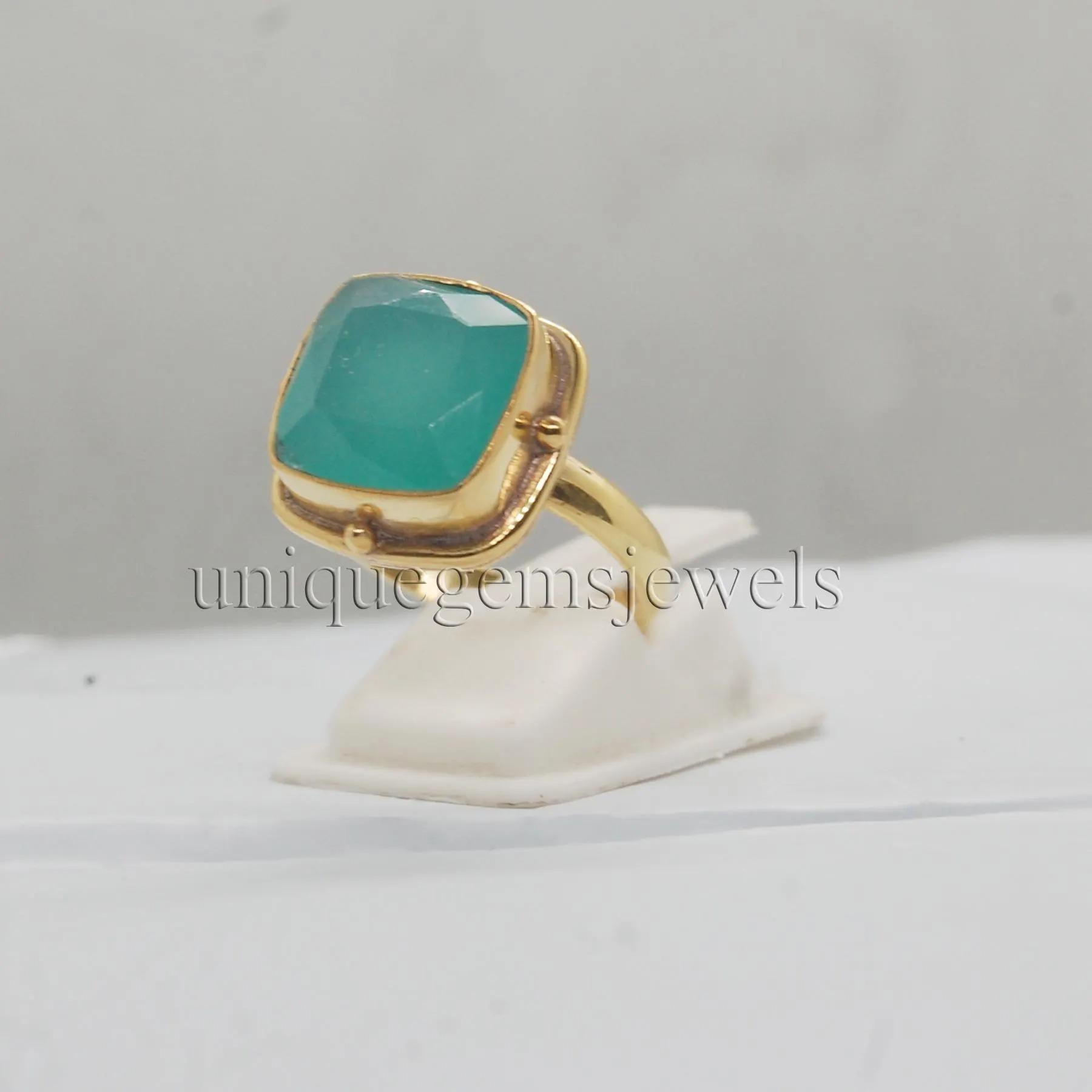 

Sea Foam Green Raw Aquamarine 925 Sterling Silver Yellow gold Overlay Ring, Handmade Gift Aquamarine Ring Jewelry 10 золотий