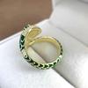 Green Snake Adjustable Open Ring with Luxury Drip Oil Design