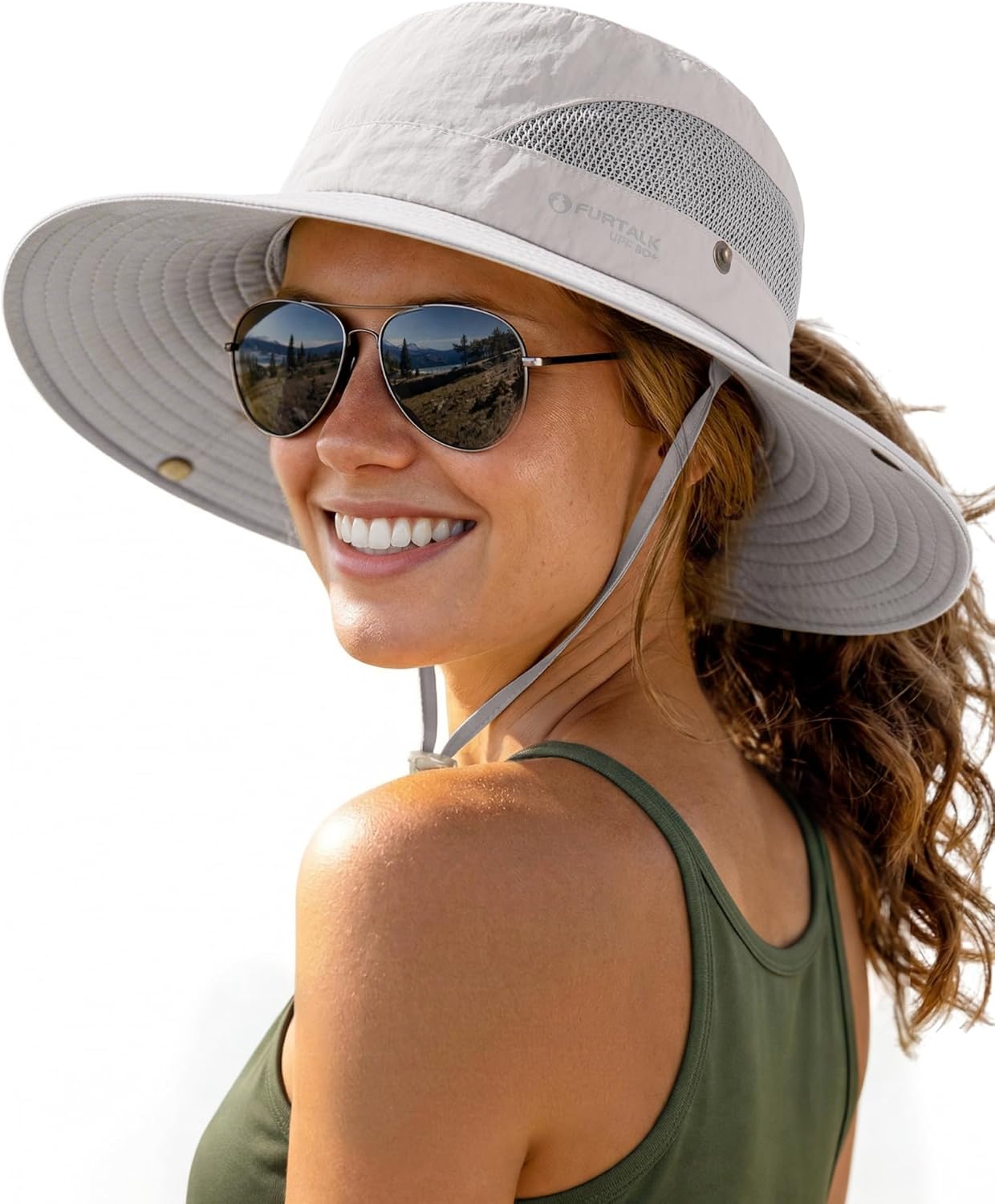 Zealous Sole Women's Wide Brim Sun Hat With Ponytail Hole For Upf 80+ Protection, Foldable Bucket Hat For Beach Hiking Cm
