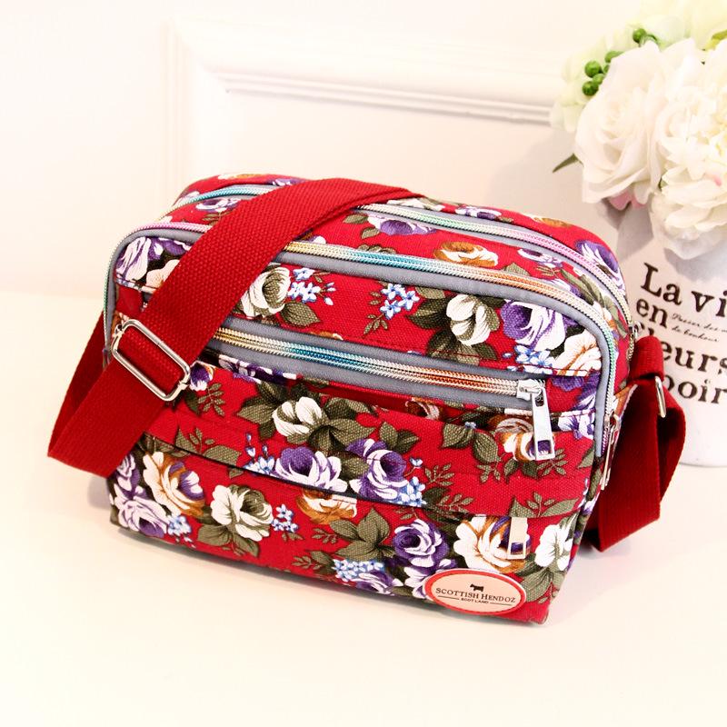 Trendige Damen-Canvas-Umhängetasche - Lässige Schultertasche mit mehreren Fächern für Mütter