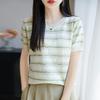 Women Knit T-shirt Summer Knitted Shirt Short Sleeve Tees O-neck Pullover Knit Tops Female
