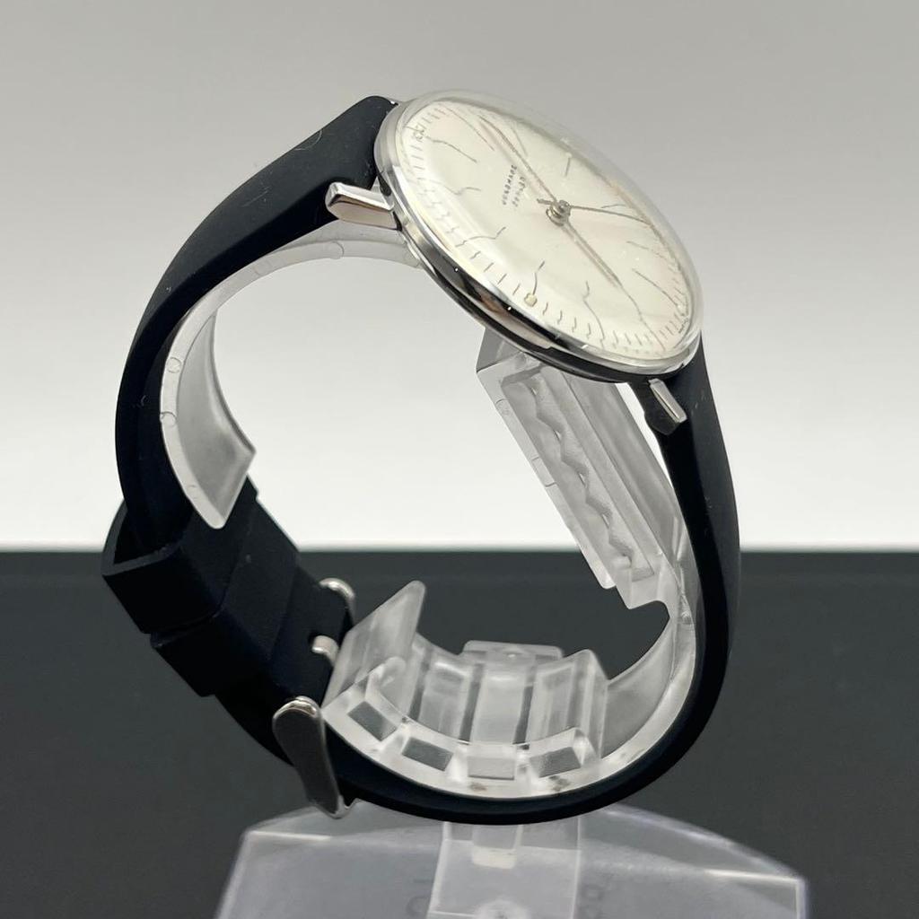 Used [Working item] JUNGHANS design hand-wound watch with replacement strap