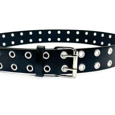 Hot Eye Rivet Belt Goth Style Double Pin Buckle Man/Woman Fashion Casual Punk Style Pu Leather Waistband For Jeans Y2K Belt