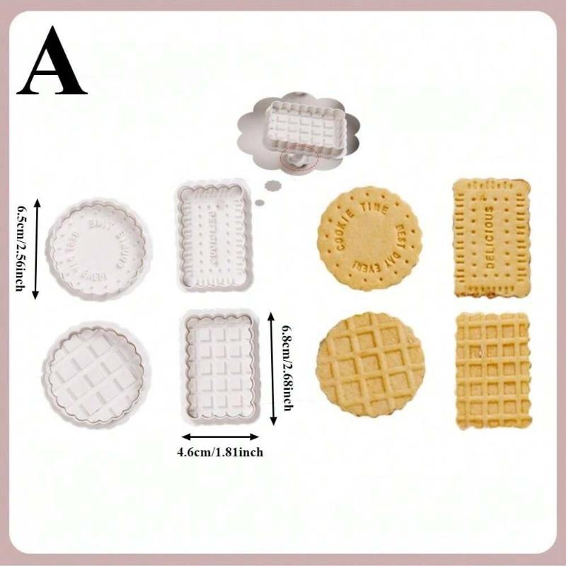 4Pcs Butter Cookie Press Biscuit Cutter Set with Plunger Stamp Funny Waffle Cookie Stamp Mold for Treats DIY Baking