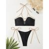 Sexy Mesh Sheer Halter High Leg Cut Bikini Female Swimsuit Women Swimwear Two-pieces Bikini set Bather Bathing Suit Swim